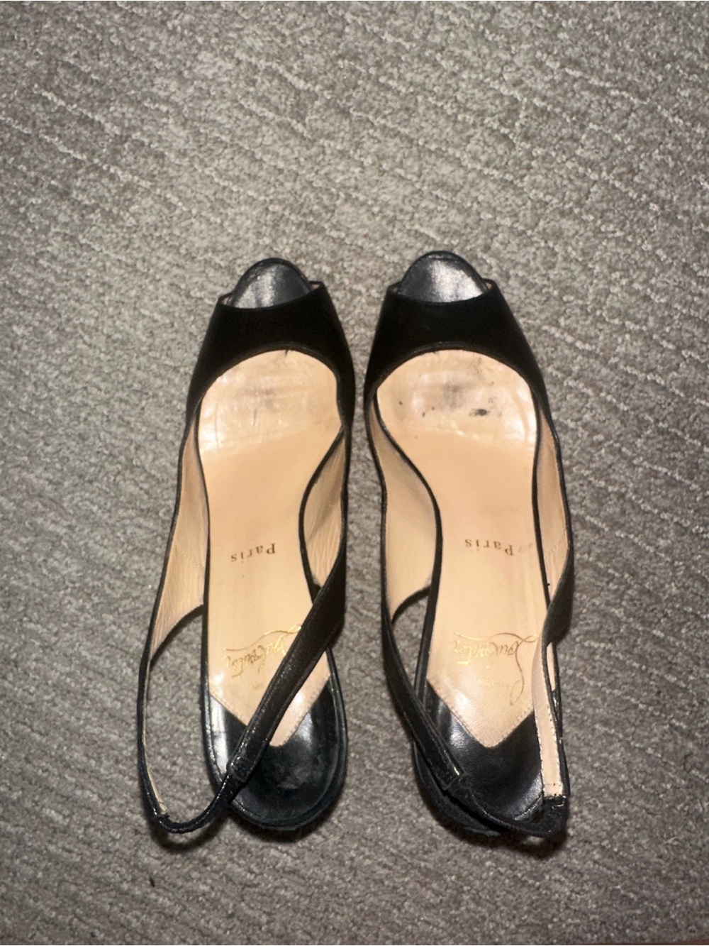 Christian Louboutin Black Open-Toe Slingback Heels